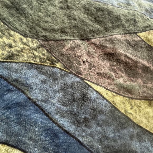 VBN Moda Italy Linen Dress Multicolor Abstract Art Wave Print Patchwork Medium - Picture 8 of 8